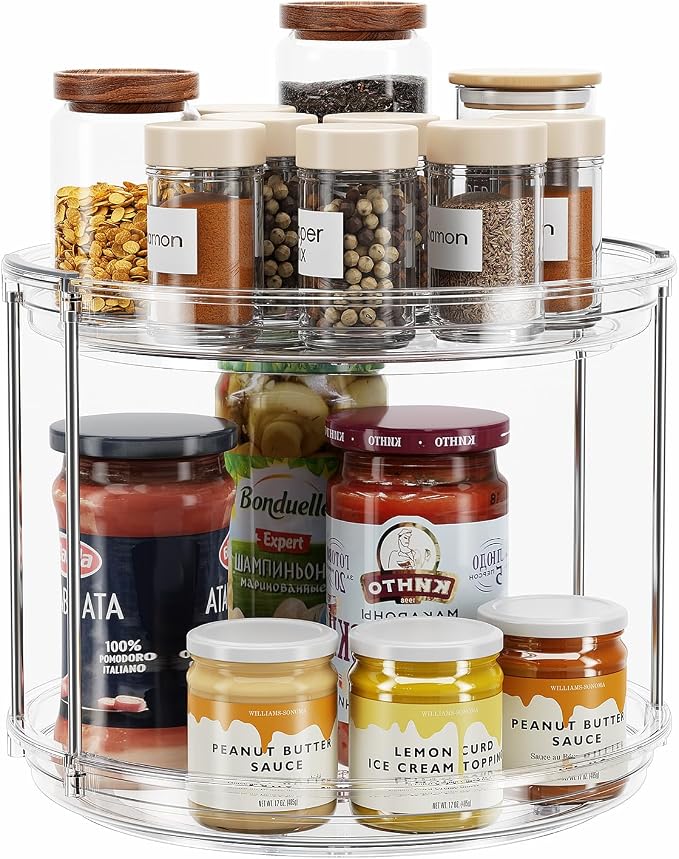 LAMU 2 Tier Lazy Susan Turntable Organizer 9.25'' Rotating Spice Rack by YourHome-OrganizationHelper