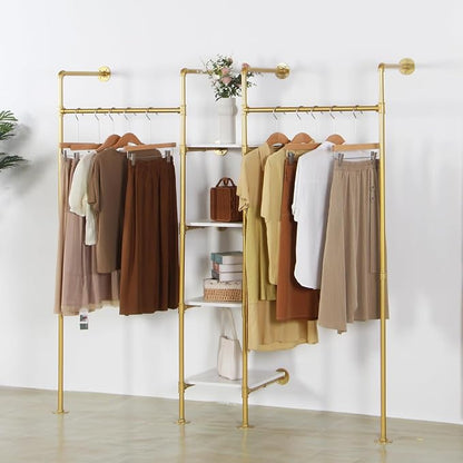 Industrial Pipe Gold Clothing Rack - Image 6