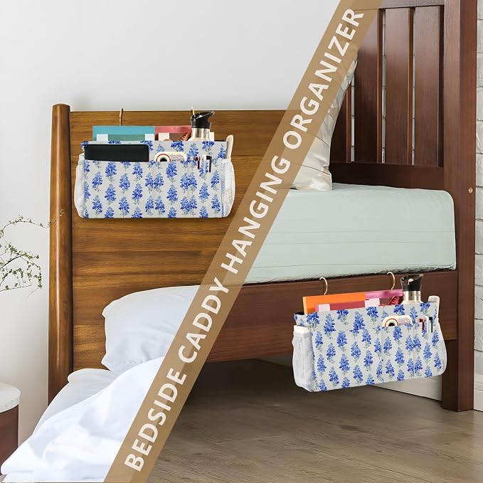 Watercolor Bluebonnets Bedside Caddy - Image 7