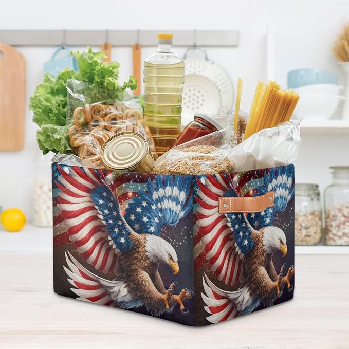 Pardick Basket Storage Bins American Flag Eagle Rectangle Cube Basket Box Kids - Image 7