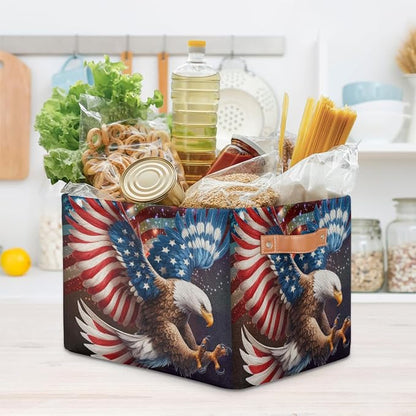 Pardick Basket Storage Bins American Flag Eagle Rectangle Cube Basket Box Kids - Image 7