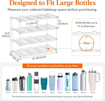 Lifewit Stackable Water Bottle Storage Organizer, Plastic Large Compartment - Image 2