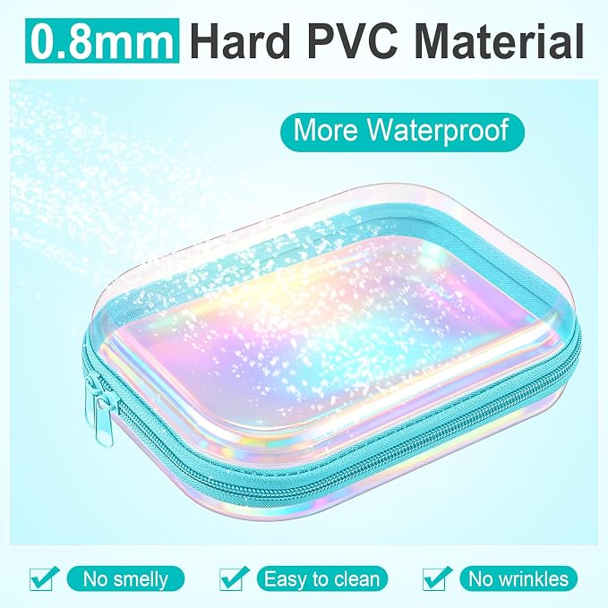 Sanwuta 6 Pcs Clear Hard Zipper Case Hard Plastic Zipper Pouches Transparent - Image 4