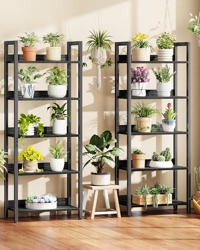 Furologee 5-Tier Bookshelf Set of 2, Tall Bookcase - Image 7