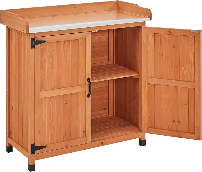 Topeakmart Wooden Outdoor Potting Bench Table - Image 8