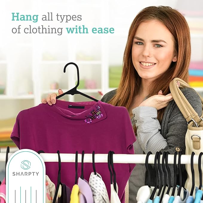 Sharpty Plastic Hangers, Space Saving, Heavy Duty, Fabric-Friendly, Accessories - Image 2