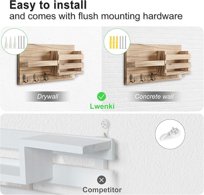 Lwenki Mail Organizer for Wall Mount – Key Holder - Image 6