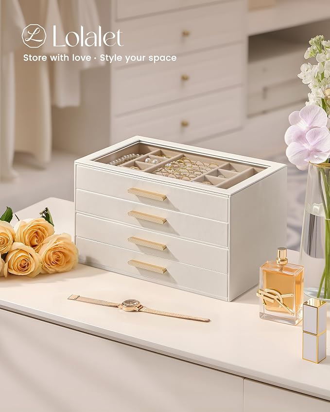 Lolalet Jewelry Box Organizer, 4-Layer Jewelry Organizers and Storage Case - Image 4