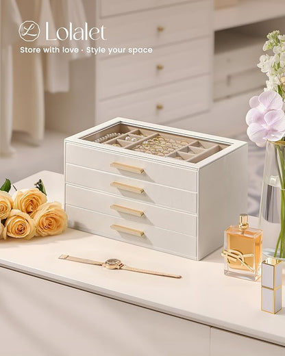Lolalet Jewelry Box Organizer, 4-Layer Jewelry Organizers and Storage Case - Image 4