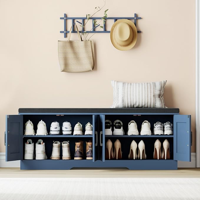 HOMSHO Farmhouse Shoe Storage Bench - Image 4