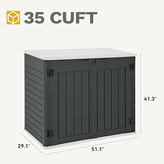 DWVO Outdoor Weather-Resistant Horizontal Storage Shed, 35 Cu Ft Capacity - Image 4