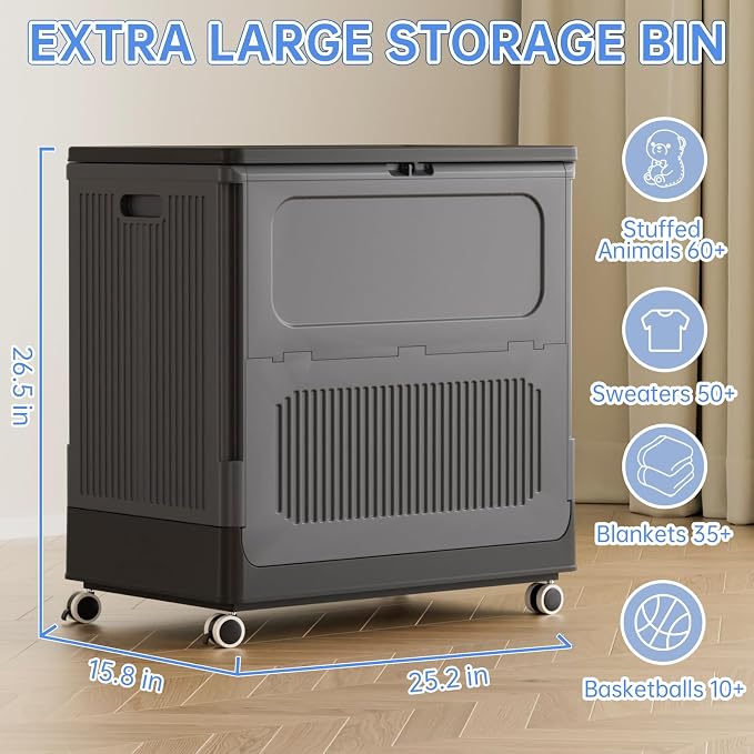 HAIXIN Large Storage Bin with Lid - 130QT Flip-top Storage Box with Wheels 32.5 - Image 8