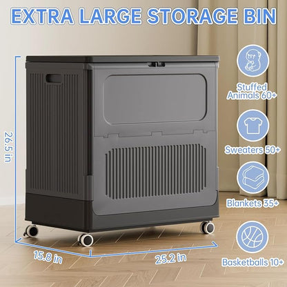 HAIXIN Large Storage Bin with Lid - 130QT Flip-top Storage Box with Wheels 32.5 - Image 8
