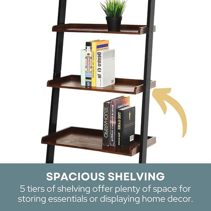Convenience Concepts French Country Bookshelf Ladder, Dark Walnut / Black - Image 5