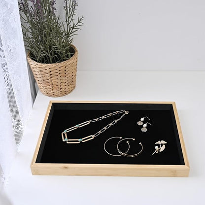 MOOCA 2 Pcs Bamboo Jewelry Display Tray, Presentation Tray, Organizer - Image 7