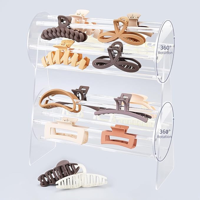 SNOWSTAR Acrylic Claw Clip Organizer Holder, 360-Degree Rotating Claw Clip by WelcometoSNOWSTAR