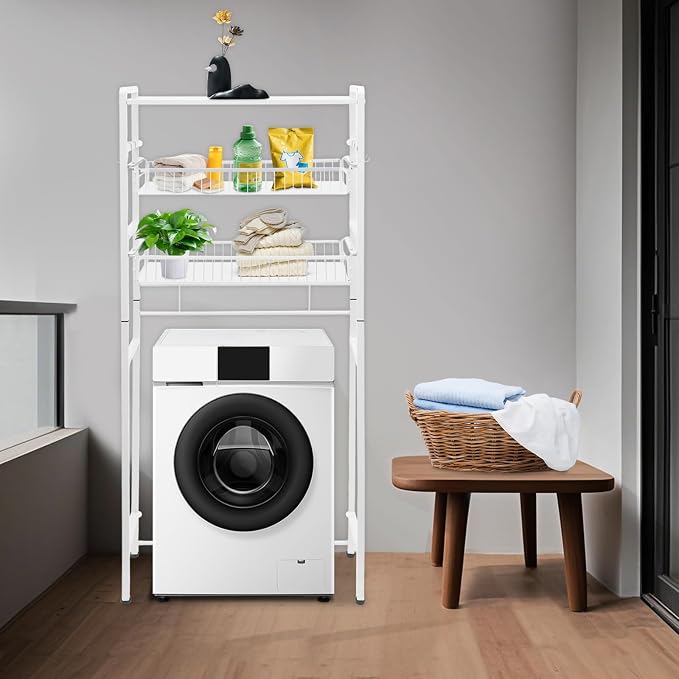 Over Washer and Dryer Storage Shelves, 3-Tier Washing Machine Organizer Rack - Image 5