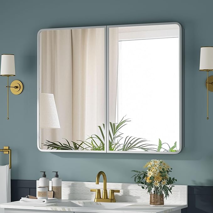 Bathroom Medicine Cabinet with Mirror 24x30Inch, Mirrored Cabinets with Sturdy - Image 3