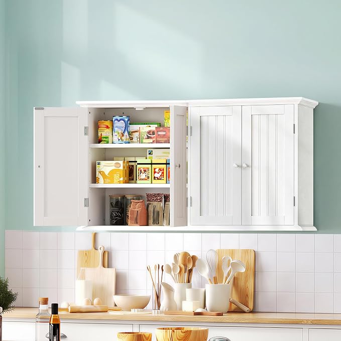ChooChoo Laundry Cabinet with 4 Doors and Adjustable Shelves | 9.06"D x 40.9"W - Image 2