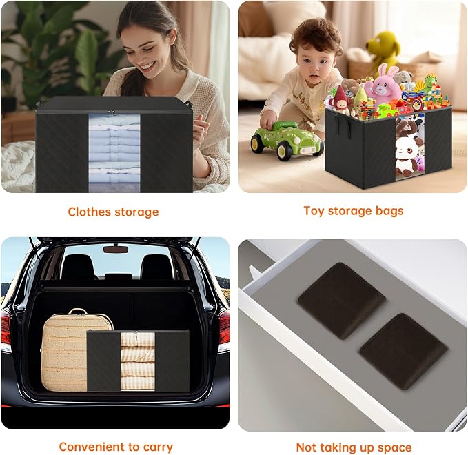 6 Pack Clothes Storage Bags - 90L Blanket Organizers and Storage - Image 5