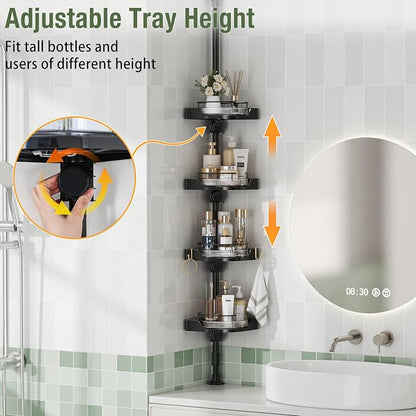 shuang qing 360° Rotating Corner Shower Caddy Tension Pole Organizer - Image 4