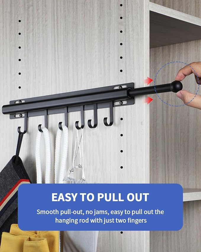 BaiNong Valet Rod for Closets Pull Out 16.5" Black - Image 3