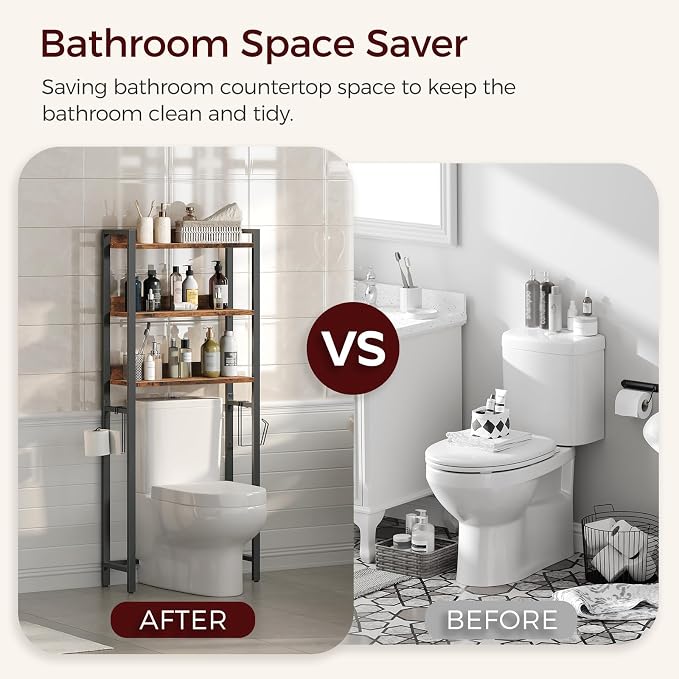 MAHANCRIS Over The Toilet Storage Rack, 3 Tier Bathroom Organizer Over Toilet - Image 6
