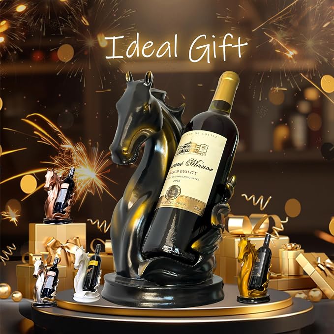 Wine Bottle Holder Wine Racks Tabletop Horse Statue as Home Kitchen Wine Cellar - Image 7