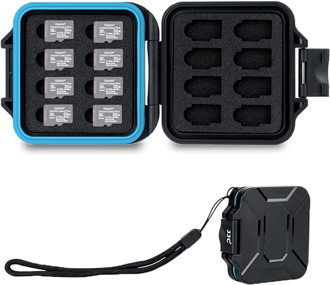 JJC 16 Slots Portable TF Micro SD Memory Card Case, Water-Resistant and by JJC