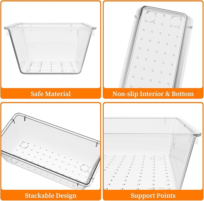 32 PCS Clear Plastic Drawer Organizer Set, 4-Size vanity organizer Trays and - Image 2