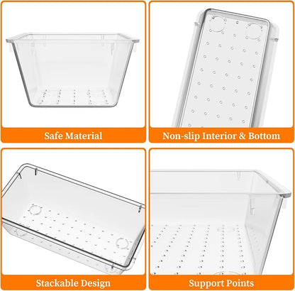 32 PCS Clear Plastic Drawer Organizer Set, 4-Size vanity organizer Trays and - Image 2