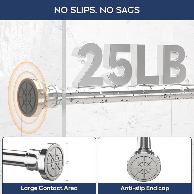 Adjustable Shower Curtain Rod 31-104 Inch, Never Rust Stainless Steel Silver - Image 5