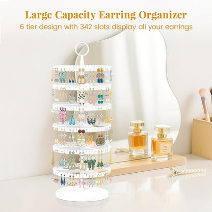 EsLuker.ly Earring Holder Organizer Rotating Stud Display Tree Rack, 6 Tier | - Image 2