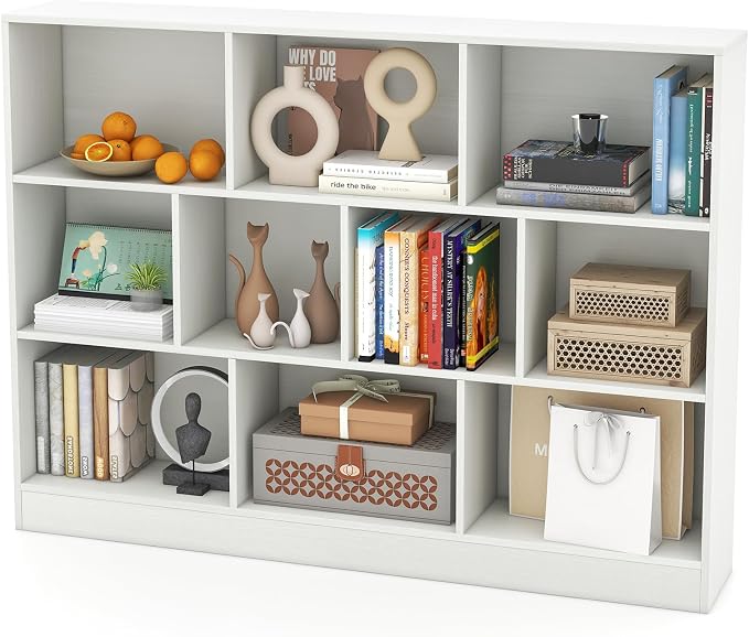 Giantex 10 Cube Bookcase, 4-Tier Freestanding Bookshelf w/ 10 Open Compartments - Image 7