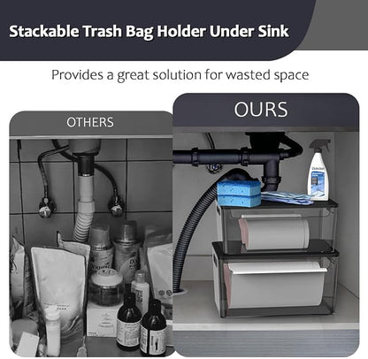 2 Pack Trash Bag Holder Under Sink Stackable, Plastic Garbage Bag Dispenser - Image 5
