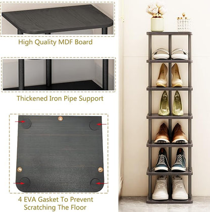 SORCEDAS Shoe Rack Vertical Shoe Shelf Narrow Tall Storage - Image 5