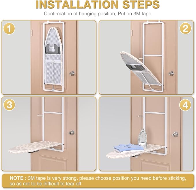 KINGBOARD Over Door Ironing Board, Hanging Ironing Board - Image 7
