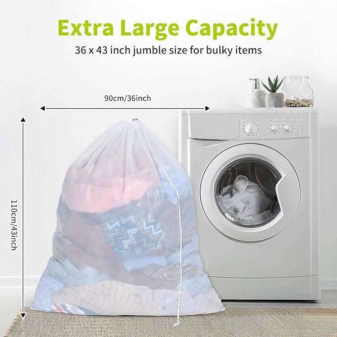 OTraki Ex-Large Mesh Laundry Bag 36x43 Inch Drawstring Laundry Wash Bags 2 Pack - Image 5