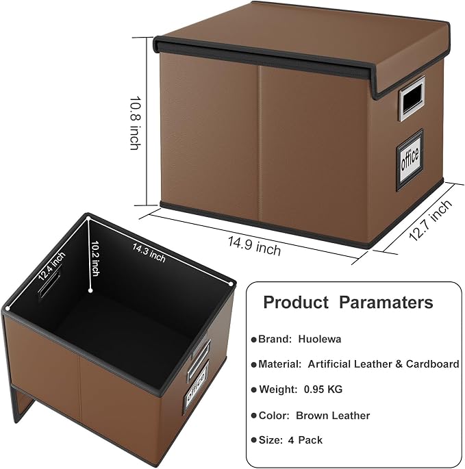 File Organizer Box with Lids, Collapsible File Folder Organizer | File Box with - Image 3
