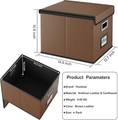 File Organizer Box with Lids, Collapsible File Folder Organizer | File Box with - Image 3
