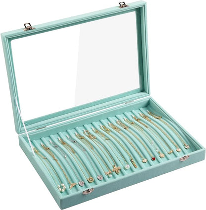 Frebeauty 15 Hooks Necklace Tray Velvet Neckalce Organizer by Frebeauty
