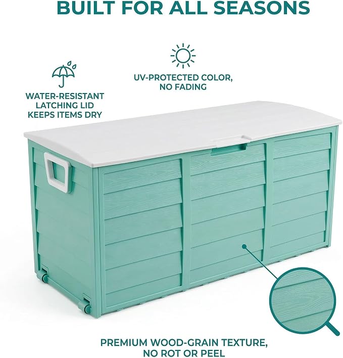 75 Gallon Outdoor Storage Deck Box, Weatherproof Resin Garden Storage Bin - Image 4