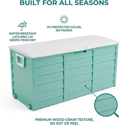 75 Gallon Outdoor Storage Deck Box, Weatherproof Resin Garden Storage Bin - Image 4