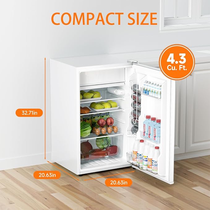 4.3 Cu.Ft Mini Fridge with Freezer, Single Door Refrigerator With 7 Settings - Image 2