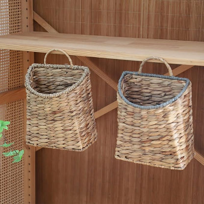 GYASVWU Woven Hanging Basket Water Hyacinth Hanging Wall Basket Wicker Handmade - Image 7
