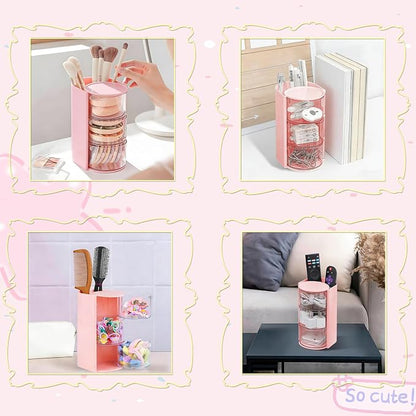 Hair Accessories Organizer, Rotating 3-Tier Pink Storage Tower, Hair Clips - Image 7