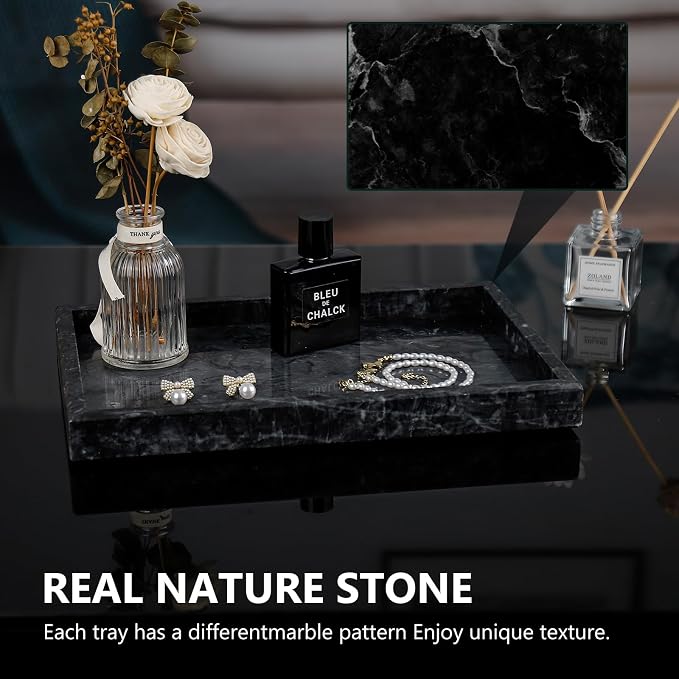 Real Natural Marble Tray for Bathroom, Kitchen and Desktop, Rectangle Genuine - Image 4