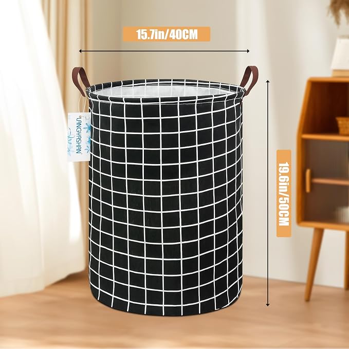 LANGYASHAN Laundry Basket Canvas Fabric Collapsible Organizer Basket - Image 2