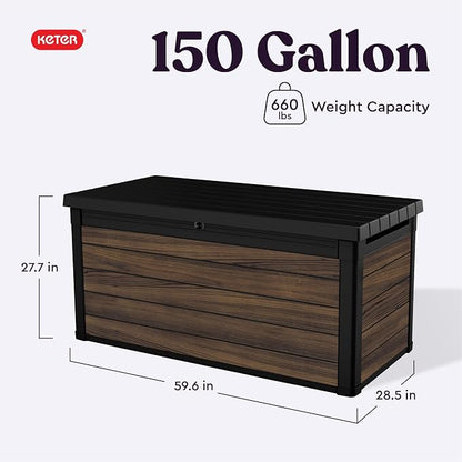 Keter Signature Collection 150 Gallon Resin Deck Box Organization and Storage - Image 2