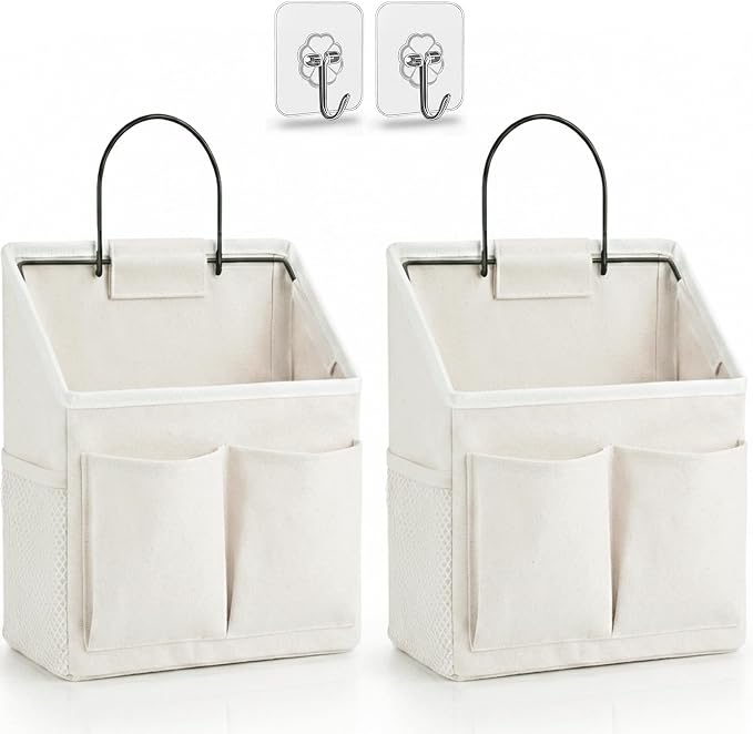 Kanrichu 2pcs Wall Hanging Organizer Bag, Linen Fabric Door Hanging Storage by KANRICHU